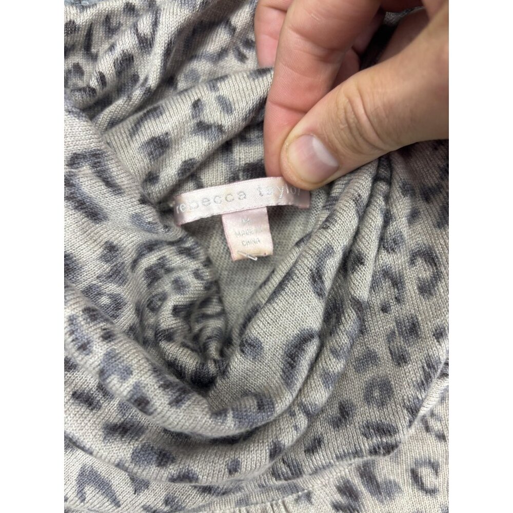 Rebecca Taylor Sweater Tunic Womens Medium Beige Leopard Turtleneck Knit Top - Picture 5 of 7